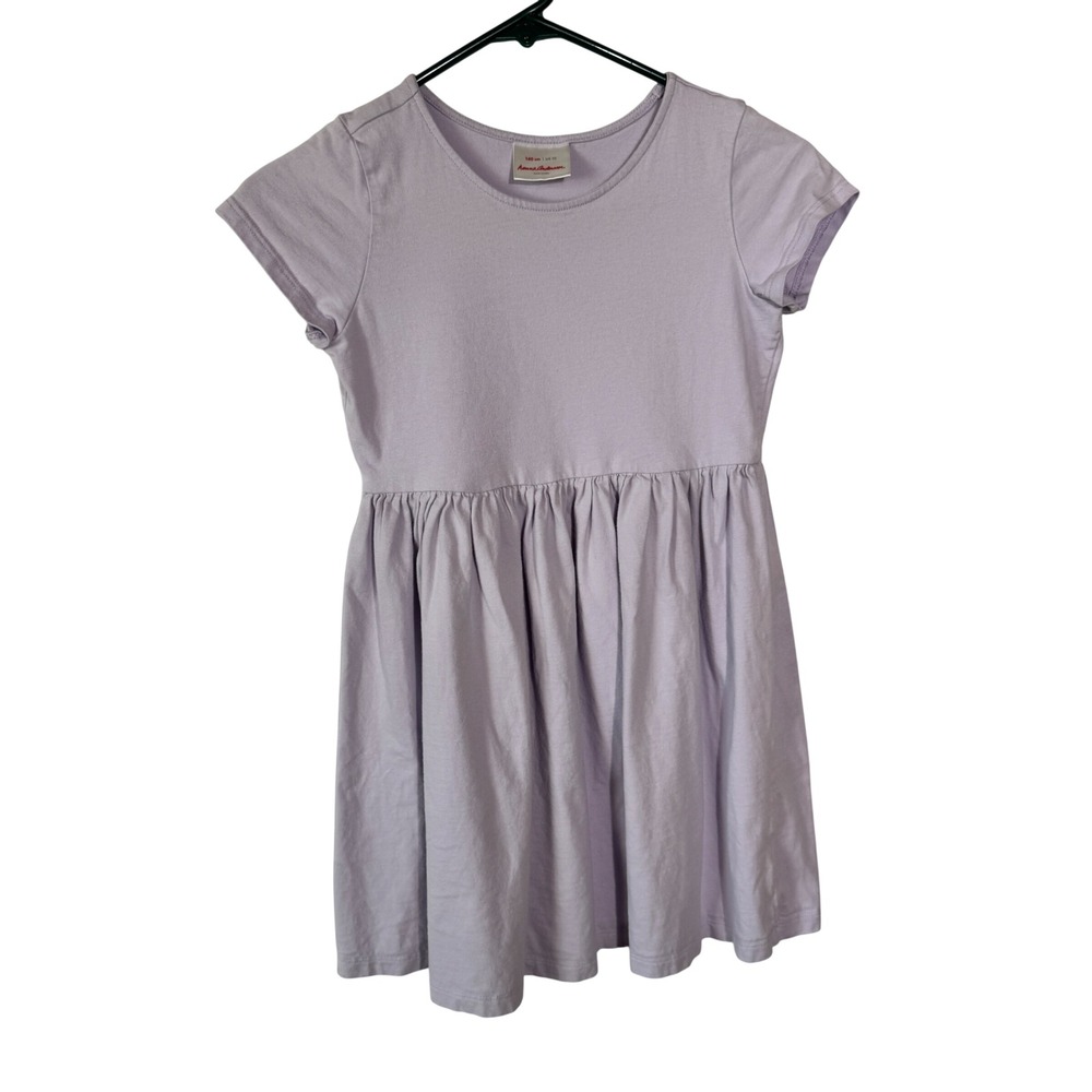 Hanna Andersson Knit Dress Kids Size 10 Lavender Purple Cotton Short Sleeve